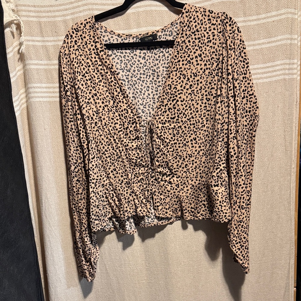 AFRM Tan and Black Animal Print Blouse - Picture 2 of 8